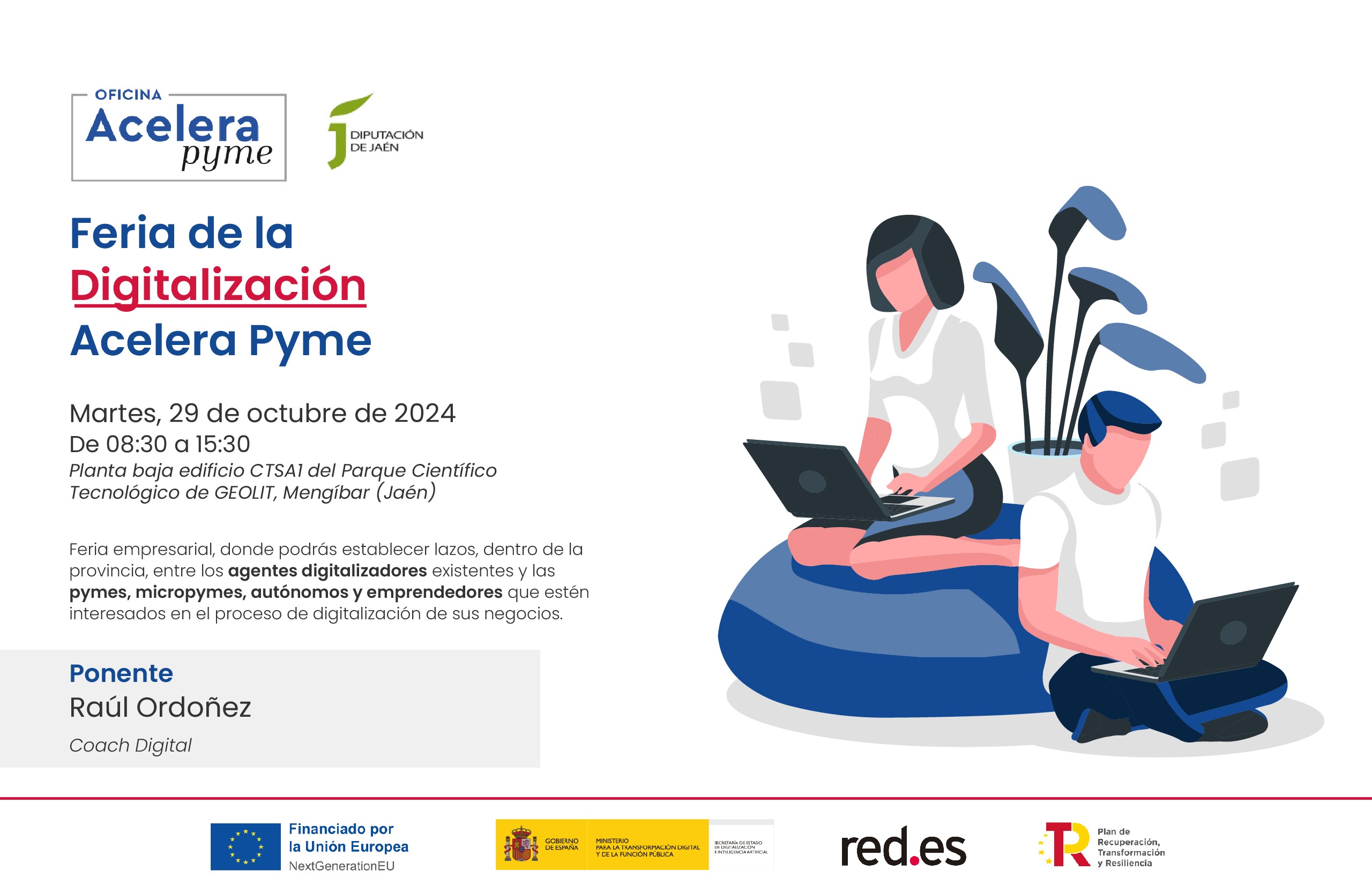 Cartel del evento "Feria de la Digitalización Acelera Pyme" organizado por la Oficina Acelera Pyme Rural de la Diputación Provincial de Jaén